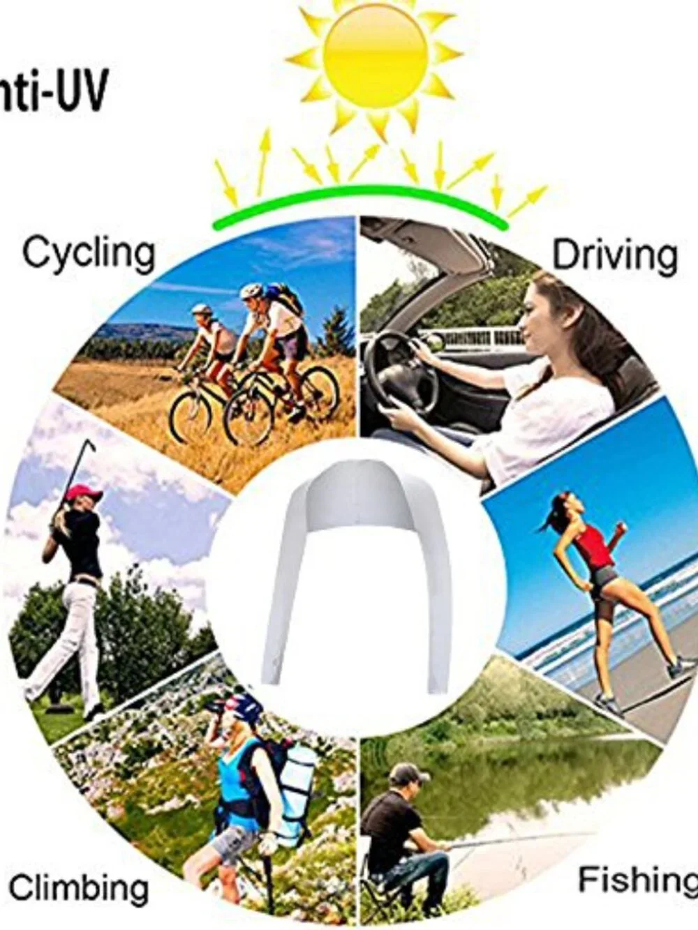 UV Protection Arm Sleeves with Finger Holes 2-Pack Cooling Shawl for Golf